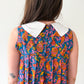 1960s Vintage Mod Pleated Paisley Peter Pan Collar Mini Dress