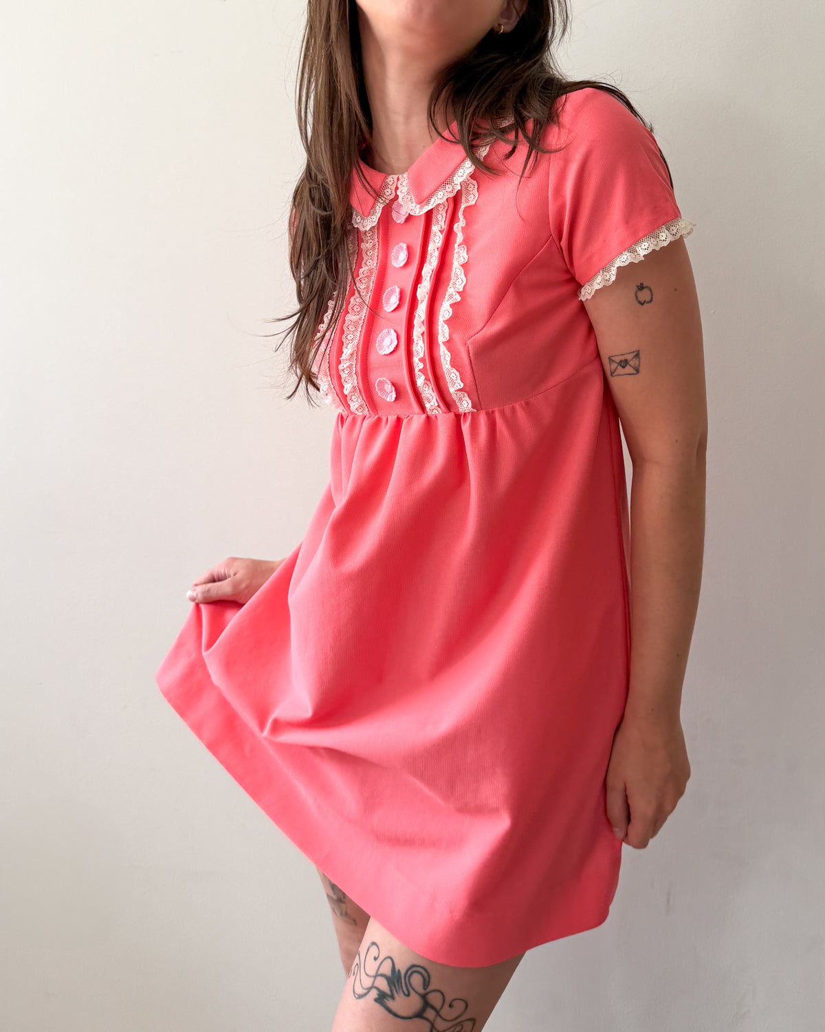 1960s Vintage Bubble Gum Pink Mod Babydoll Dress