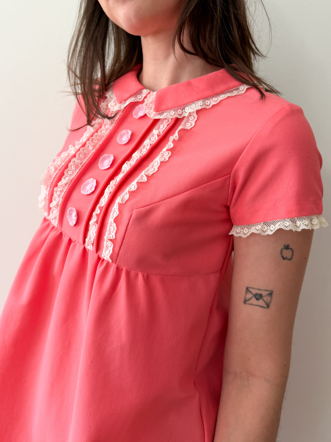 1960s Vintage Bubble Gum Pink Mod Babydoll Dress