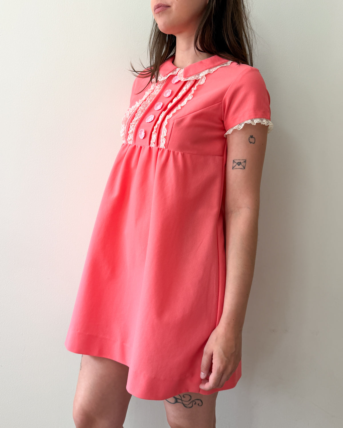 1960s Vintage Bubble Gum Pink Mod Babydoll Dress