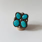 1970s Vintage Signed Kingman Turquoise 4 Stone Cluster Native Made Ring