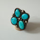 1970s Vintage Signed Kingman Turquoise 4 Stone Cluster Native Made Ring