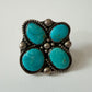 1970s Vintage Signed Kingman Turquoise 4 Stone Cluster Native Made Ring