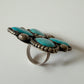 1970s Vintage Signed Kingman Turquoise 4 Stone Cluster Native Made Ring