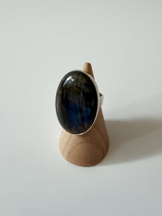 1990s Vintage Labradorite + Sterling Oval Ring