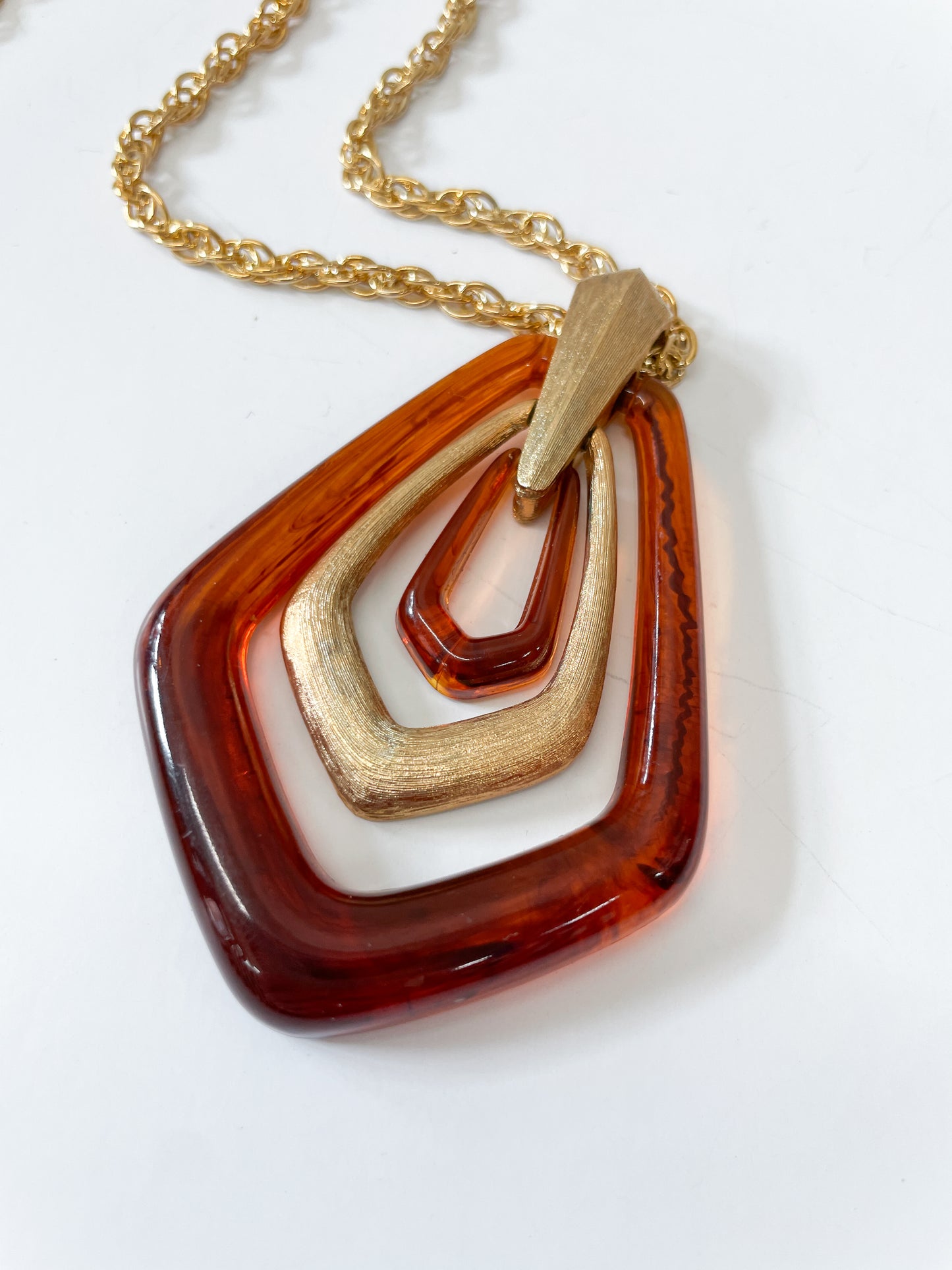 1970s Vintage Avon Tortoiseshell & Gold Toned Statment Necklace