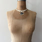 1990s Vintage Mother of Pearl Heart Choker Necklace