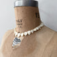 1990s Vintage Mother of Pearl Heart Choker Necklace
