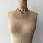 1950s Vintage Pink + Red Rhinestones Gold-Toned Leaf Choker Necklace