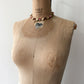 1950s Vintage Pink + Red Rhinestones Gold-Toned Leaf Choker Necklace