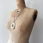 1970s Vintage Cross My Heart Mother of Pearl Necklace