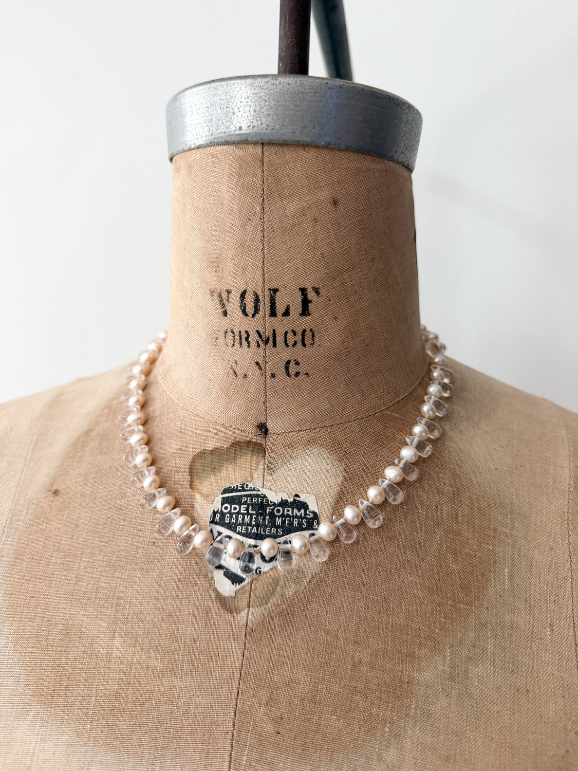 1990s Vintage Pearls & Glass Teardrop Necklace