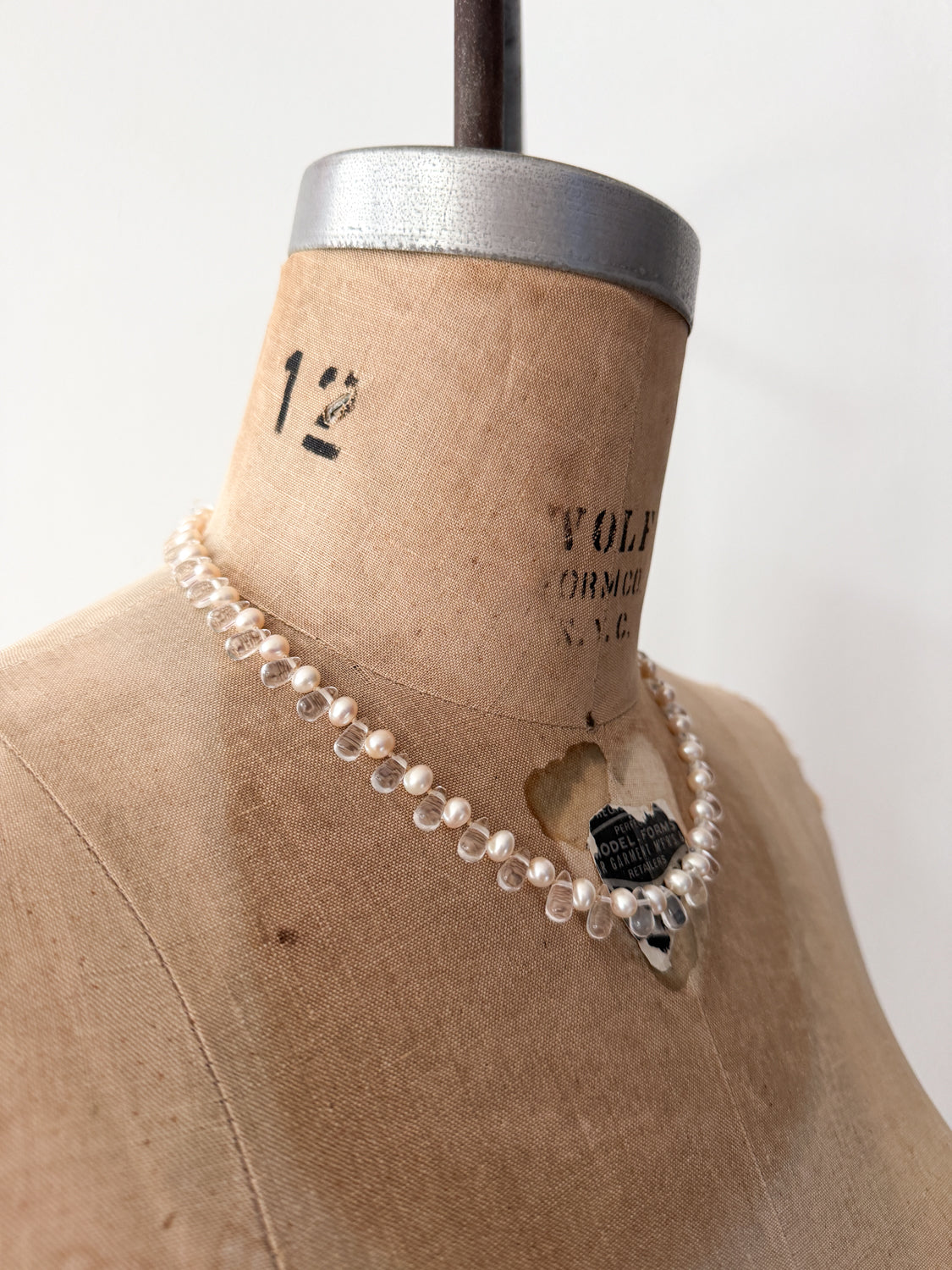 1990s Vintage Pearls & Glass Teardrop Necklace