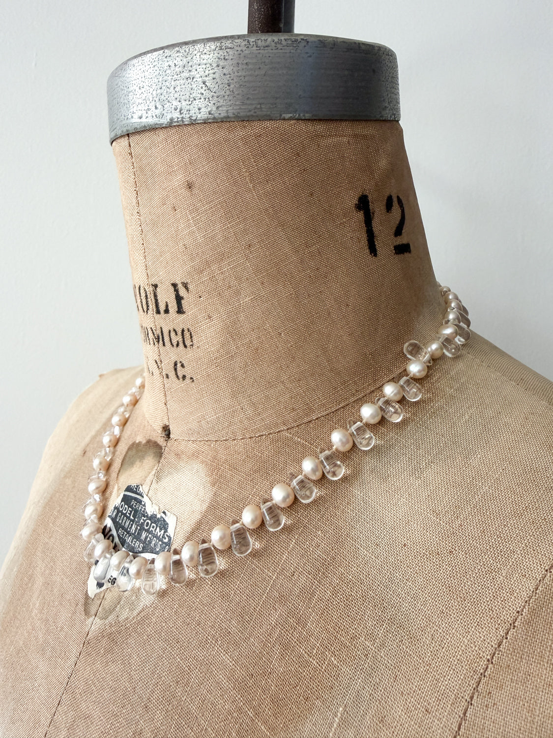 1990s Vintage Pearls & Glass Teardrop Necklace
