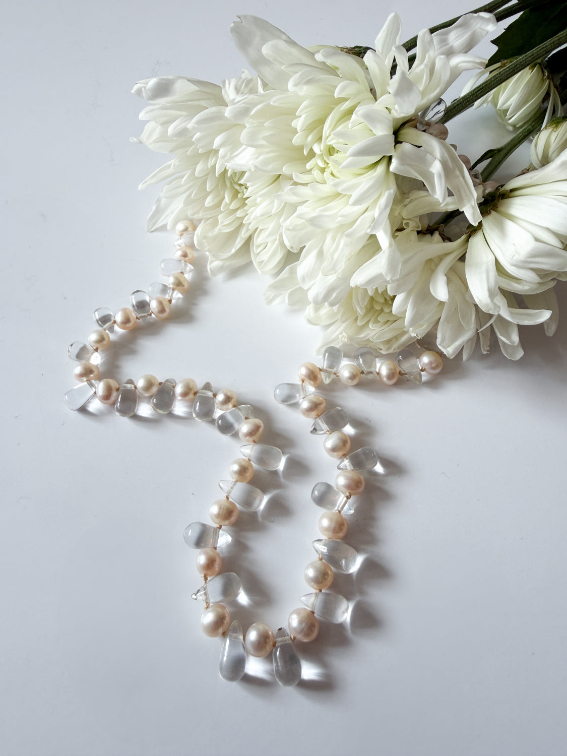 1990s Vintage Pearls & Glass Teardrop Necklace