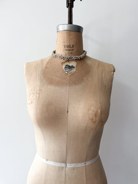1950s Vintage Woven White and Bronze Beaded Choker
