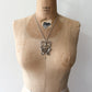 1970s Vintage Silvertoned Rhinestone Big Mama Frog Necklace