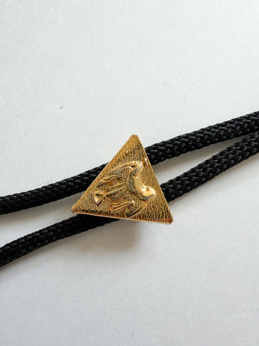 1970s Vintage Golden Saddle Triangle Bolo Tie