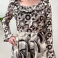 1970s Vintage Abstract Brown And White Patterned Ruffle Jumpsuit