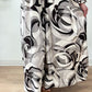 1970s Vintage Abstract Brown And White Patterned Ruffle Jumpsuit