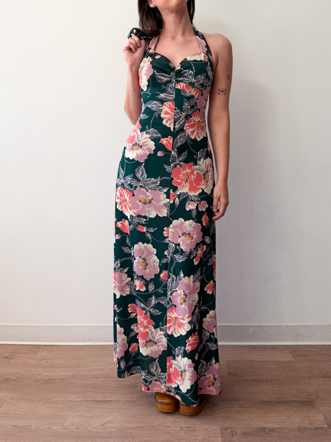 1970s does 1940s Watercolor Floral Blossoms Dress and Matching Jacket Set