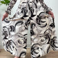 1970s Vintage Abstract Brown And White Patterned Ruffle Jumpsuit
