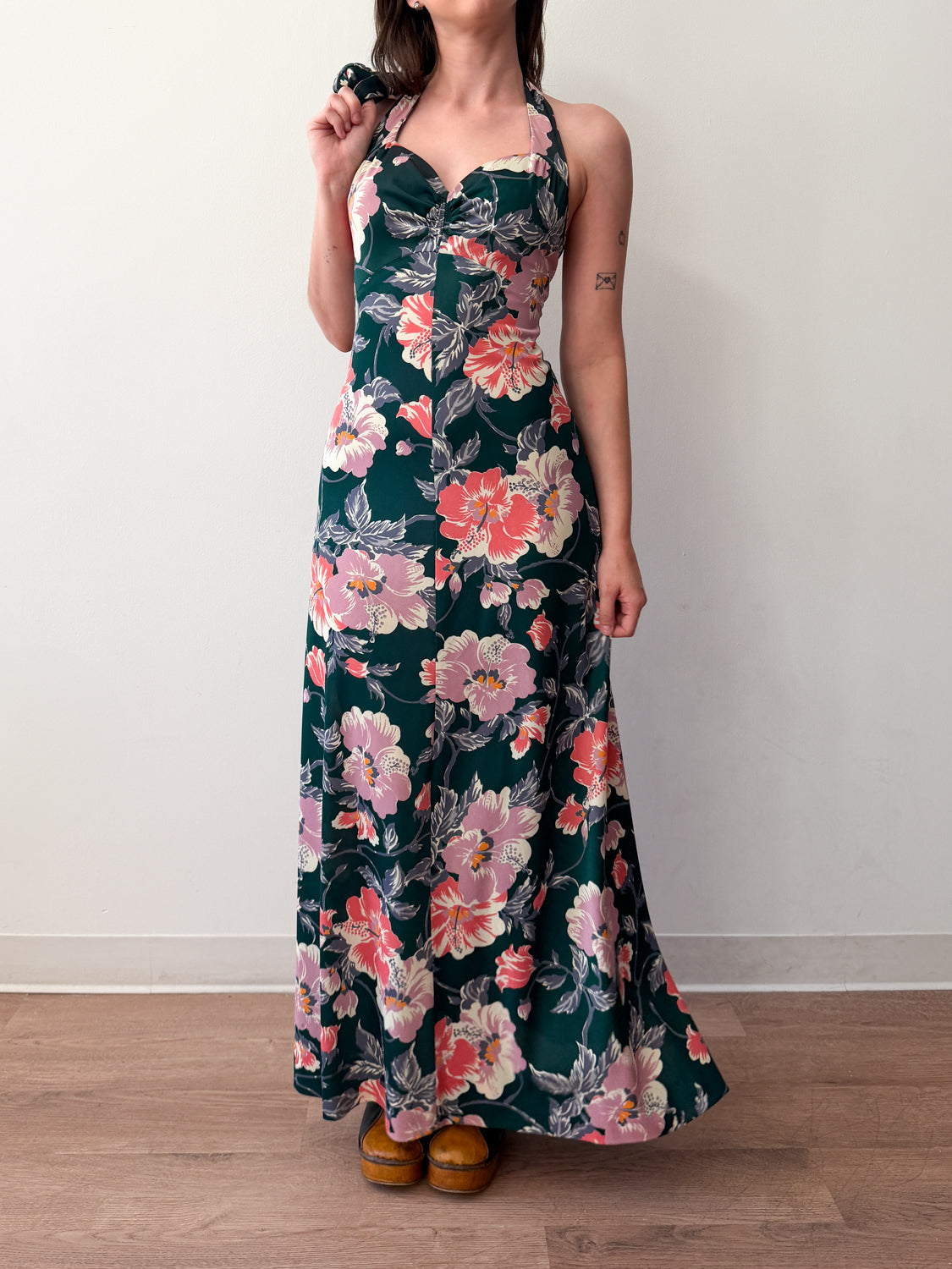 1970s does 1940s Watercolor Floral Blossoms Dress and Matching Jacket Set