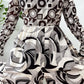 1970s Vintage Abstract Brown And White Patterned Ruffle Jumpsuit