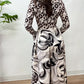 1970s Vintage Abstract Brown And White Patterned Ruffle Jumpsuit