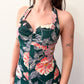 1970s does 1940s Watercolor Floral Blossoms Dress and Matching Jacket Set