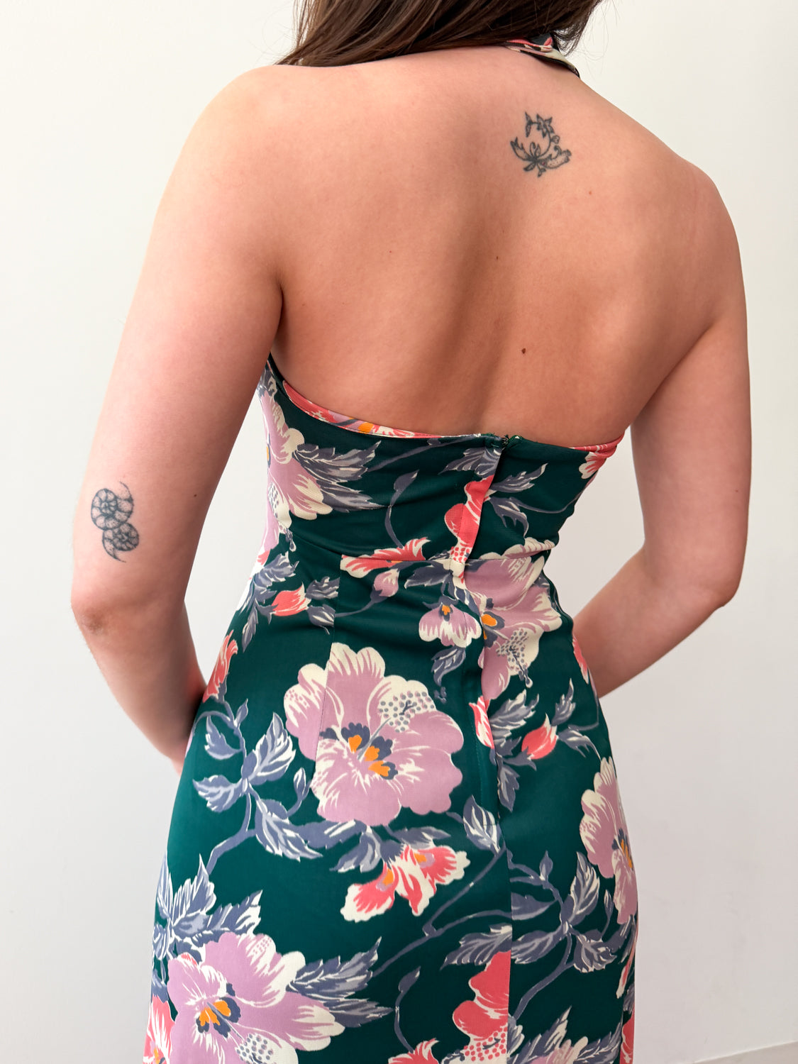 1970s does 1940s Watercolor Floral Blossoms Dress and Matching Jacket Set