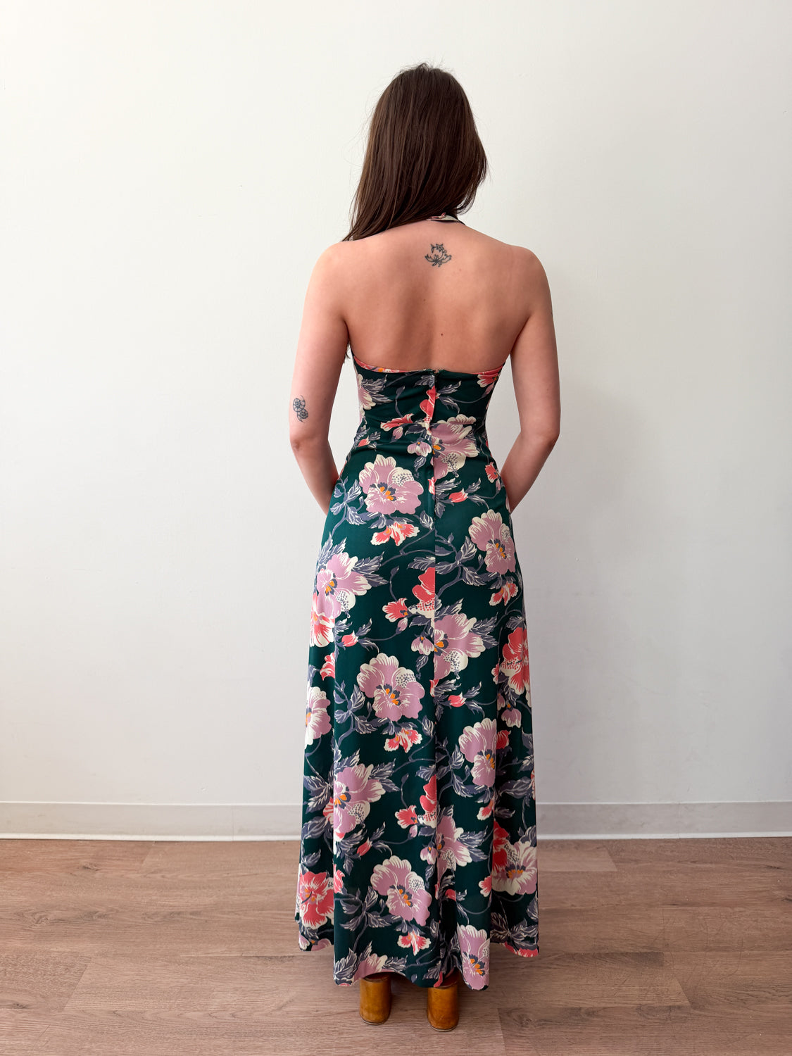 1970s does 1940s Watercolor Floral Blossoms Dress and Matching Jacket Set