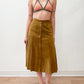 1970's Vintage Butterscotch Suede Leather Snap Front Skirt