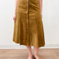 1970's Vintage Butterscotch Suede Leather Snap Front Skirt