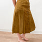 1970's Vintage Butterscotch Suede Leather Snap Front Skirt