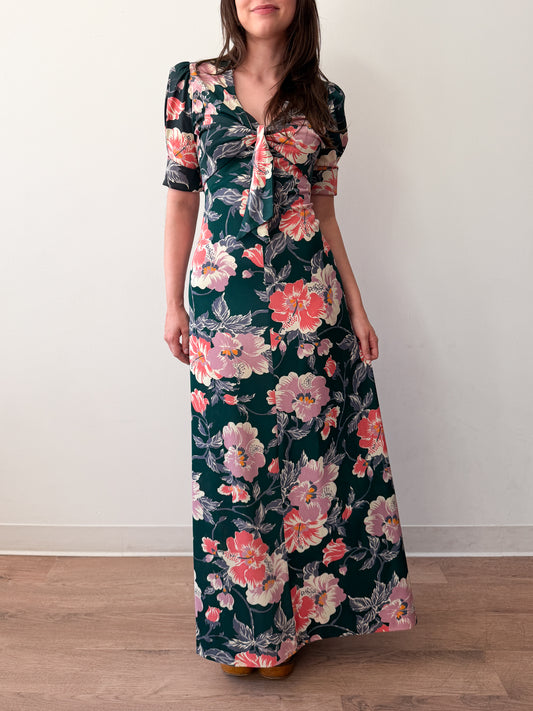 1970s does 1940s Watercolor Floral Blossoms Dress and Matching Jacket Set