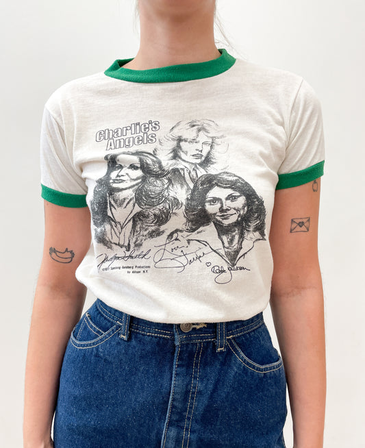 1977 Vintage Charlie's Angels Ringer T-Shirt 1970s