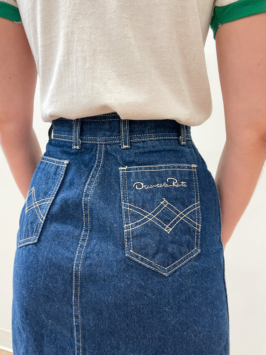 1980's Vintage Oscar de la Renta Jean Skirt
