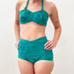 1950's Vintage Aqua High Waist Halter Pinup Bikini Swimsuit