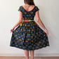 1950s Vintage Atomic Neon Swirls Fit and Flare with Two Tone Belt