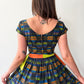 1950s Vintage Atomic Neon Swirls Fit and Flare with Two Tone Belt