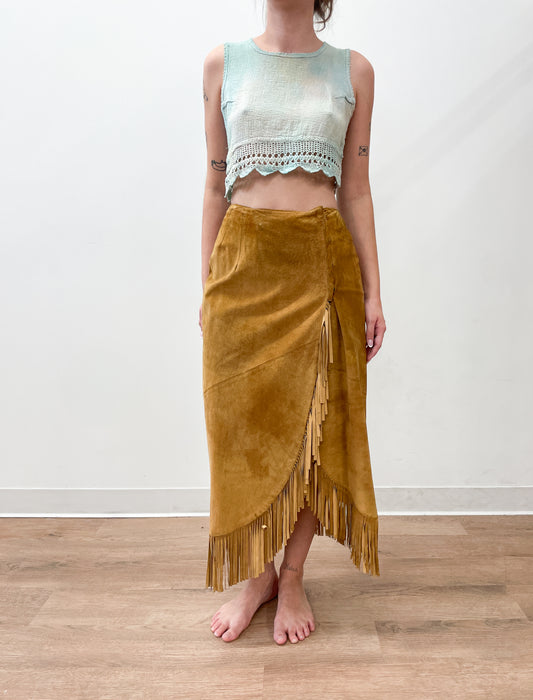 1970's Vintage Pastel Dyed Gauze Crochet Crop Top