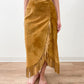 1980's Vintage Suede Fringe Wrap Skirt