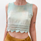 1970's Vintage Pastel Dyed Gauze Crochet Crop Top