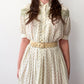 1950s Vintage Mary's Birthday Yellow Tiny Floral Dress 1958