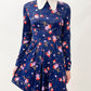 1970's Vintage Dog Ear Collar Floral Mod Dress