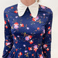 1970's Vintage Dog Ear Collar Floral Mod Dress