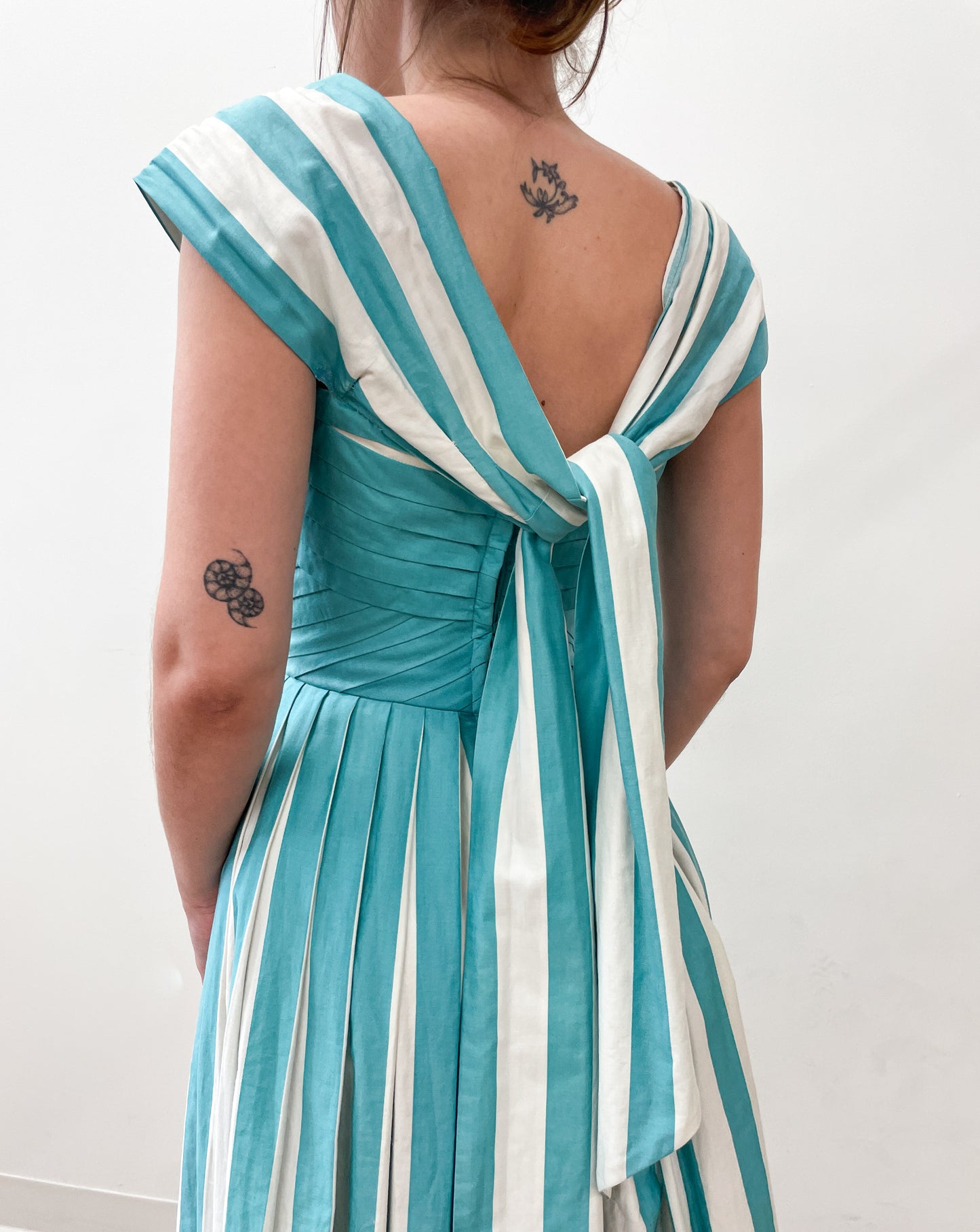 1950s Vintage Teal and White New Look Party Dress