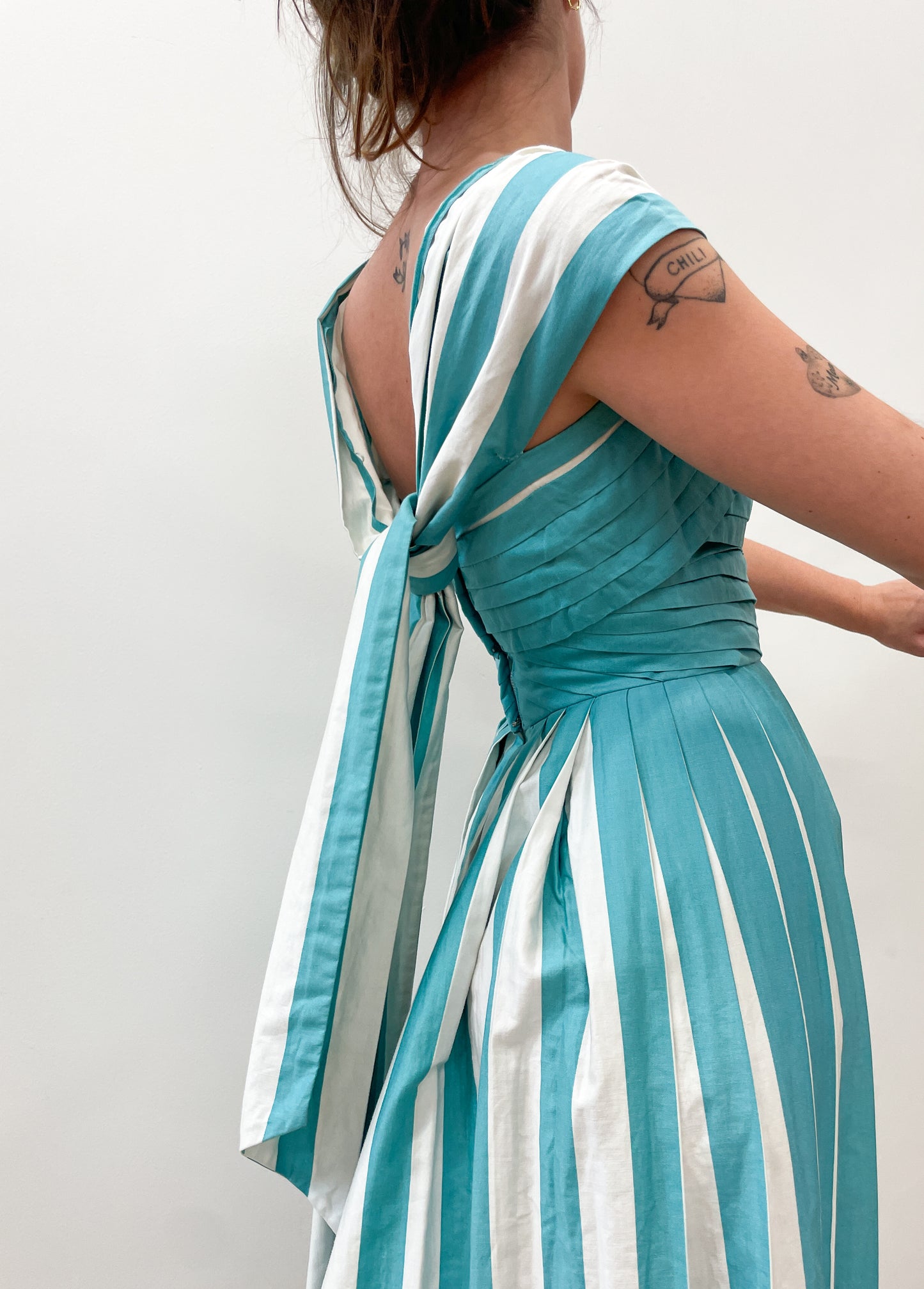 1950s Vintage Teal and White New Look Party Dress