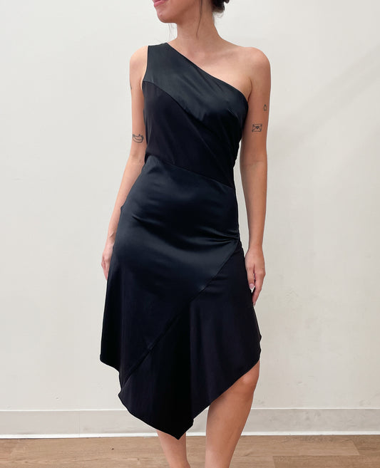 2000s Vintage Chic One Shoulder Cocktail Dress Y2K